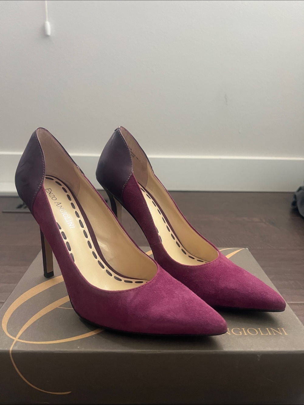Enzo Angiolini Women's Burgundy Suede Pointed-Toe Pumps